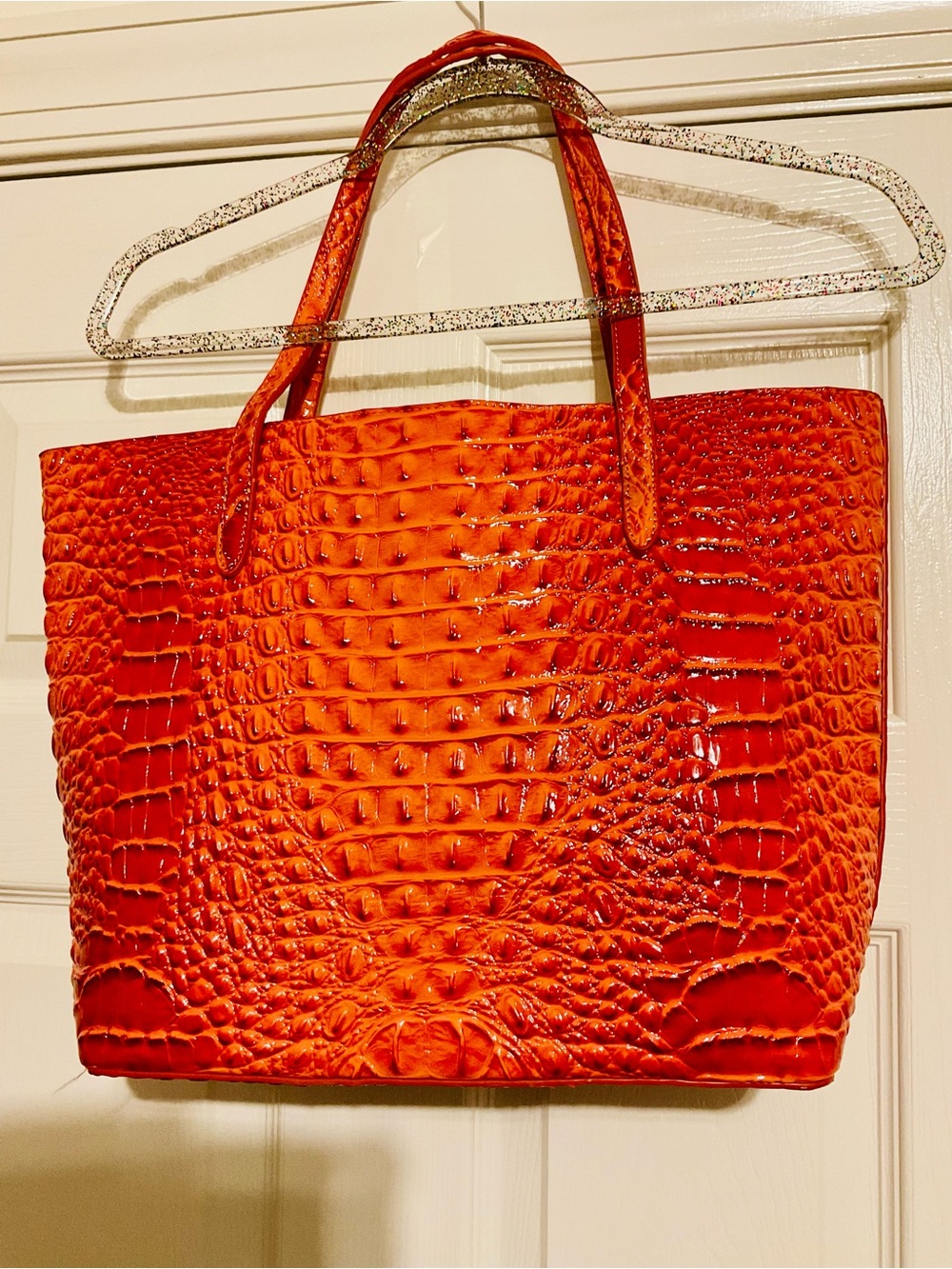Orange Croc-Embossed Tote Bag - Women - Picture 5 of 12